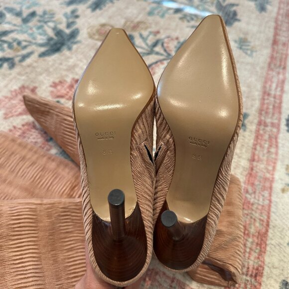 Vintage Gucci A/W 1999 Pink Silk Pleated Thigh High boots (38) - Picture 4 of 6